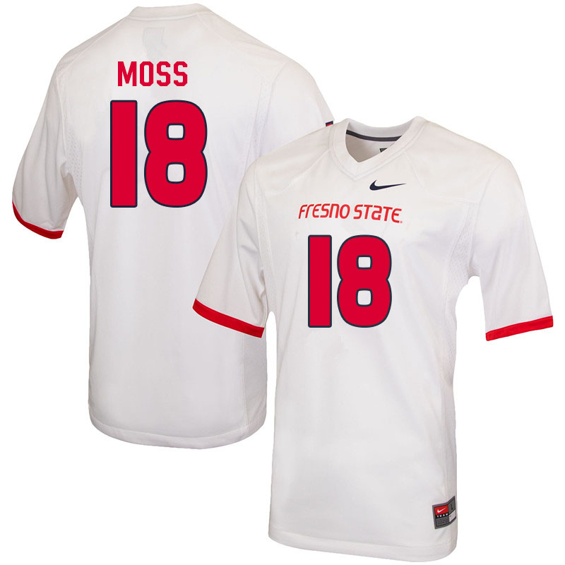 Men #18 Jalen Moss Fresno State Bulldogs College Football Jerseys Sale-White - Click Image to Close